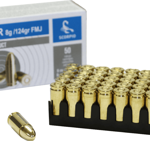 STV Technology 9mm 124 Grain Boxer Primed Full Metal Jacket Brass Case 50 Round Box