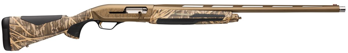 Browning Maxus II Wicked Wing 12 Gauge shotgun with 26-inch barrel and camouflage stock