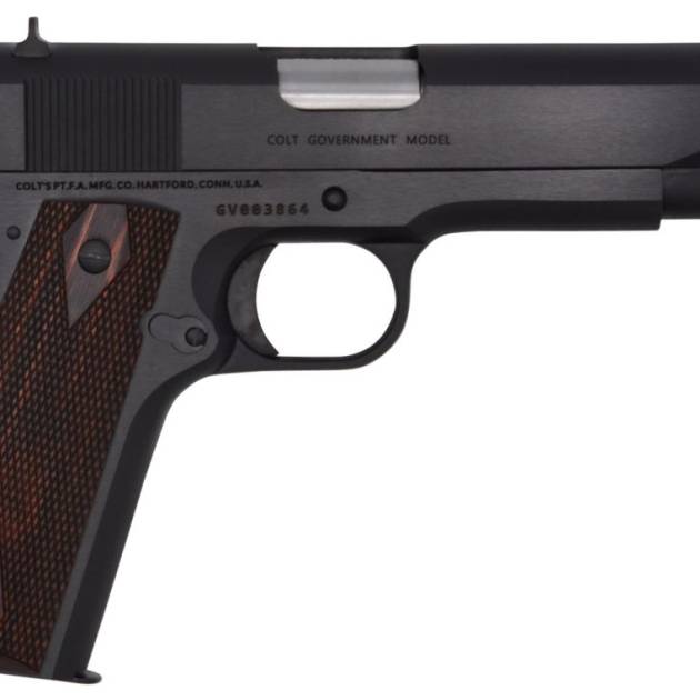 Colt 1911 Classic Government .45 ACP 5-inch blued pistol with wood grips