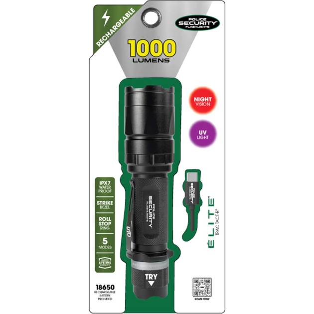 Police Security Trac Tact Flashlight 1000 Lumen  with UV