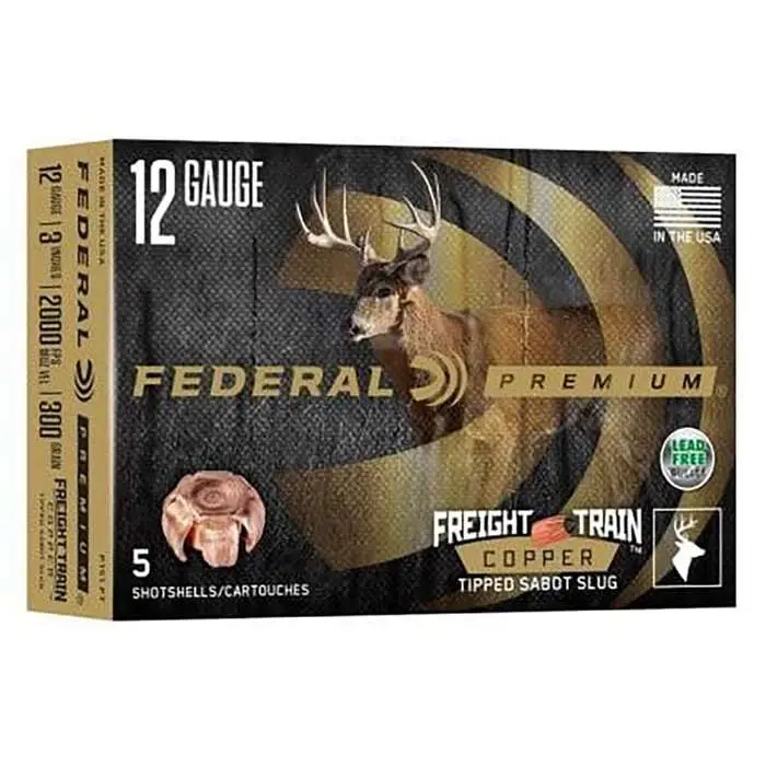 FEDERAL 12GA 2-3/4" 300GR FREIGHT TRAIN COPPER SABOT SLUG 5 RD/BX 10 BX/CS