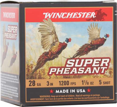WINCHESTER 28 GA 1-1/8" #5 SUPER PHEASANT HV HB 1-1/8 OZ  25 RD/BX 10 BX/CS