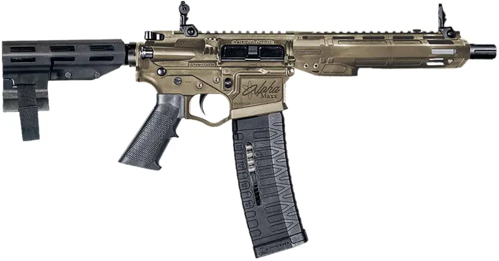 ATI ALPHA MAXX FDE 5.56 7.5" PISTOL W/7" POLY MLOK HANGUARD F/U SIGHTS W/BRACE 60RD
