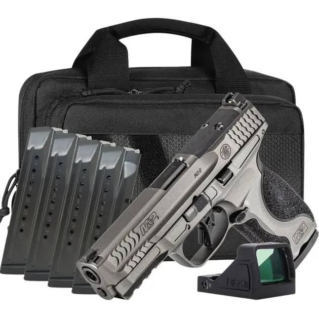 SMITH & WESSON M&P9 M2.0 METAL NTS CARRY ON BUNDLE 4.25"  5-17RD MAGS VIRIDIAN OPTIC, SAVIOR BAG
