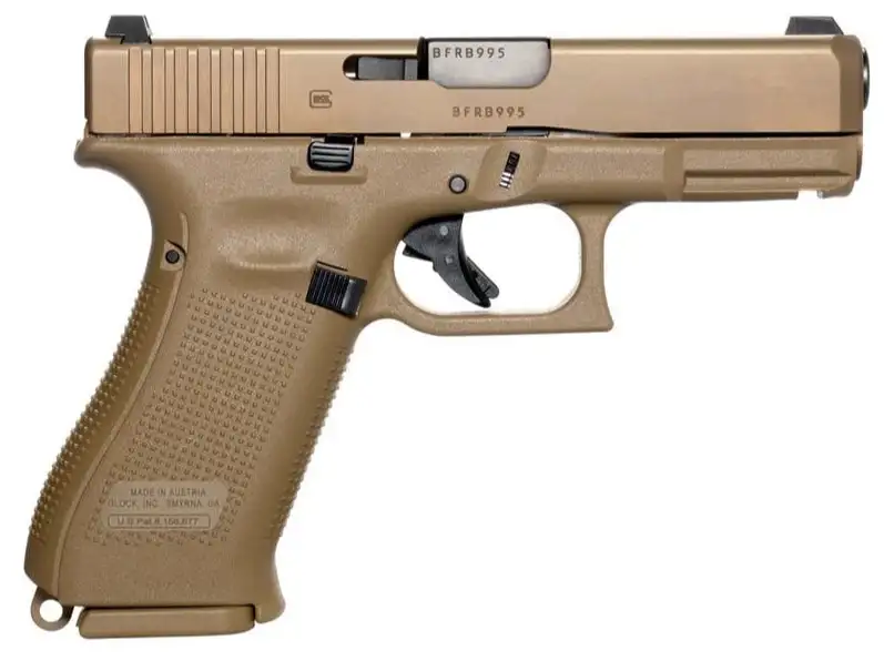Glock 19X V 9mm pistol with Flat Dark Earth finish and night sights