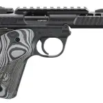 RUGER MRK IV 22/45 LITE 22LR 4.4" NON THREADED BLK ANODIZED, OVERSIZD HOGUE GRIP PLATES 2-10RD MAGS