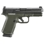 Ruger RXM 9mm pistol with 4-inch barrel, black slide, and OD green grip