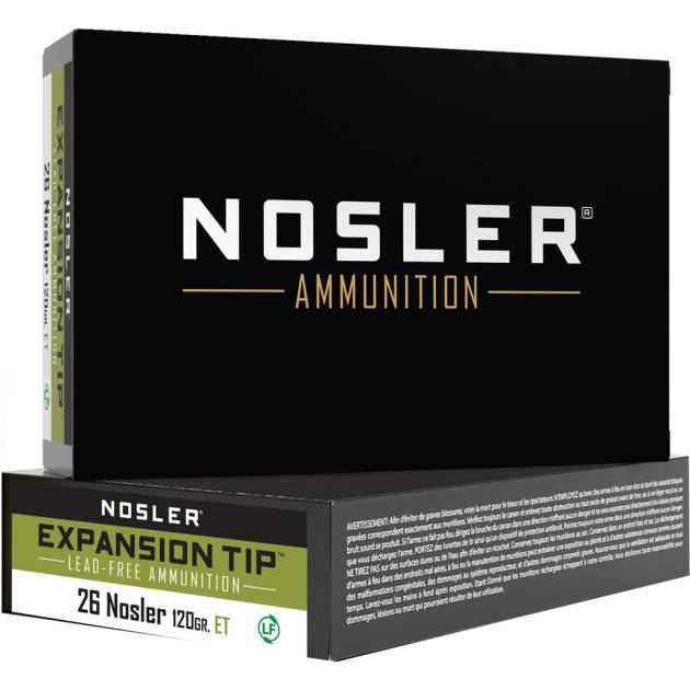 Nosler Expansion Tip Rifle Ammunition 26 Nosler 120 gr. ET SP 20 rd.