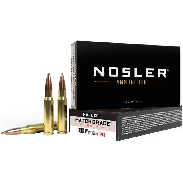 Nosler Match Grade Rifle Ammunition 308 Win. 168 gr. CC HPBT 20 rd.