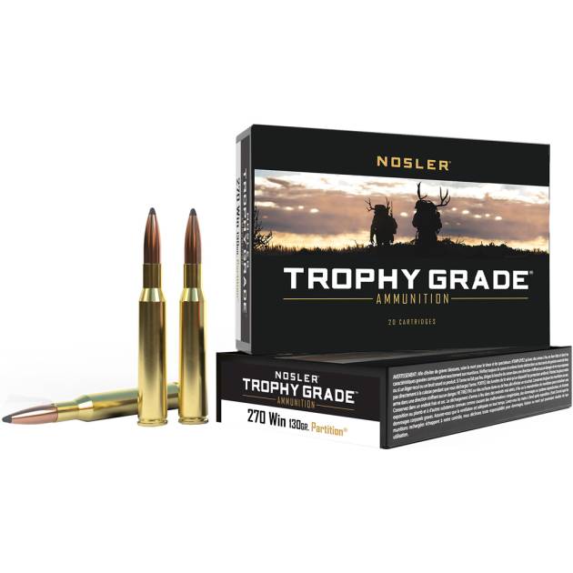 Nosler Trophy Grade Rifle Ammunition 270 Win. 130 gr. PT SP 20 rd.
