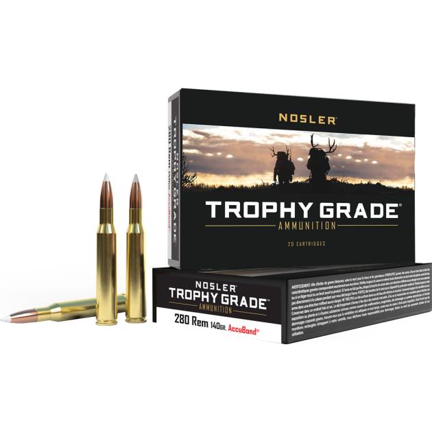 Nosler Trophy Grade Rifle Ammunition 280 Rem 140 gr. AB SP 20 rd.