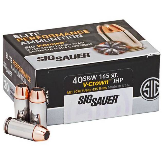 Sig Sauer Elite V-Crown Performance Pistol Ammo 40 S&W 165 gr. JHP 50 rd.