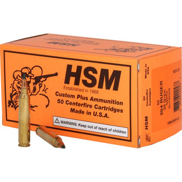 HSM Varmint Rifle Ammunition 204 Ruger BlitzKing 39 gr. 20 rd.