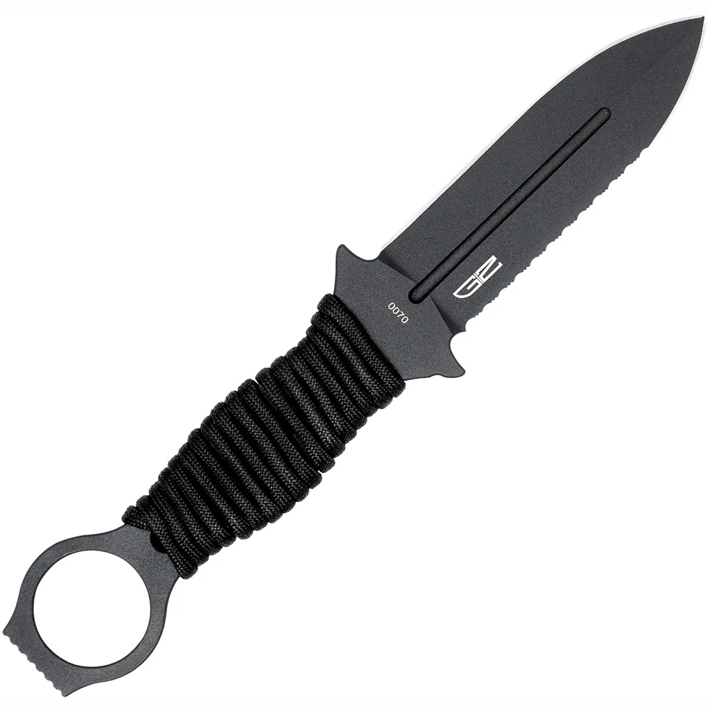 CobraTec Ringed Claymore 1 Side Serrated Dagger Fixed Blade Black - Image 2