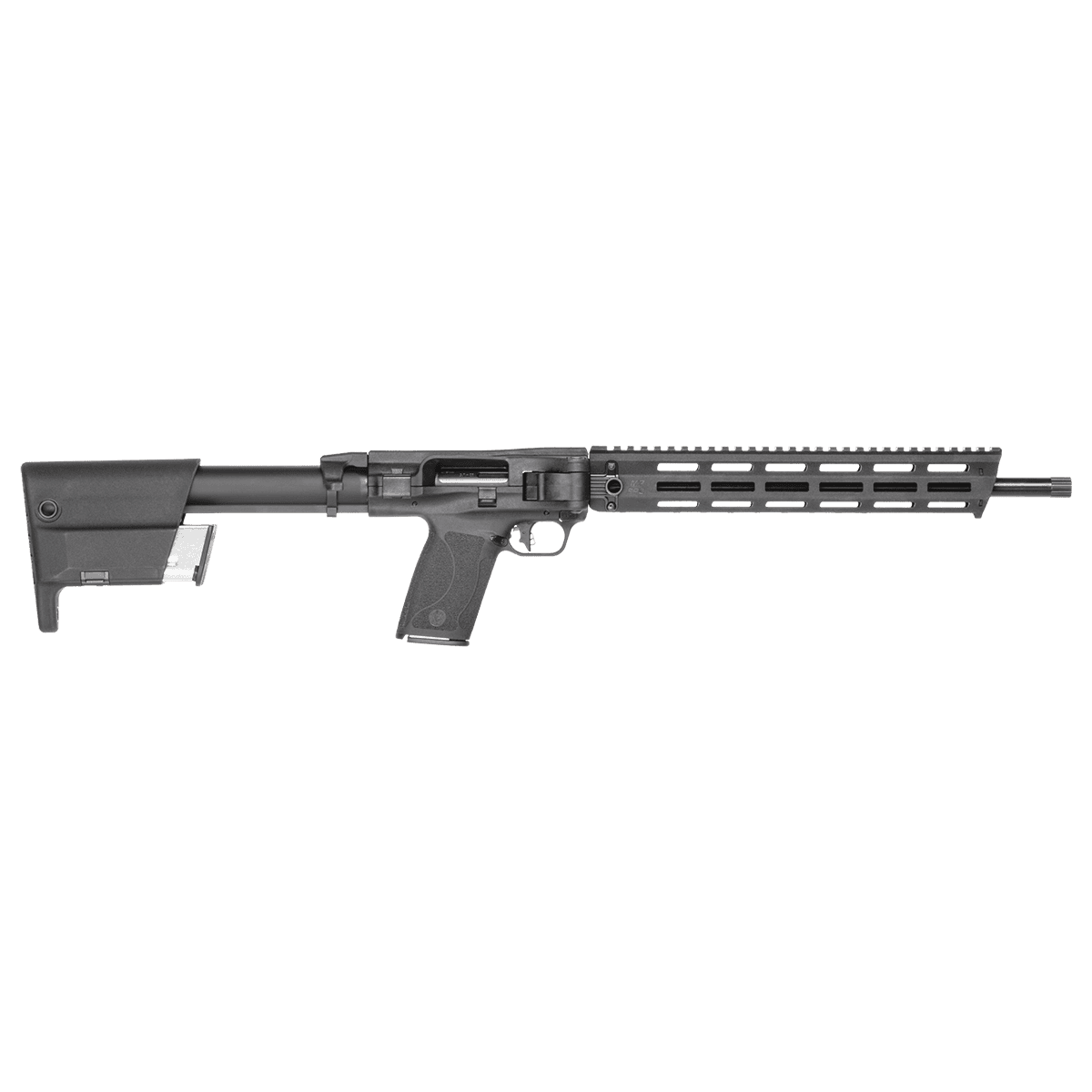 Smith & Wesson M&P FPC 5.7x28mm rifle with black finish and folding design