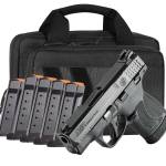Smith & Wesson M&P9 Shield Plus 9mm pistol with 3.1-inch barrel and Savior Specialist bag