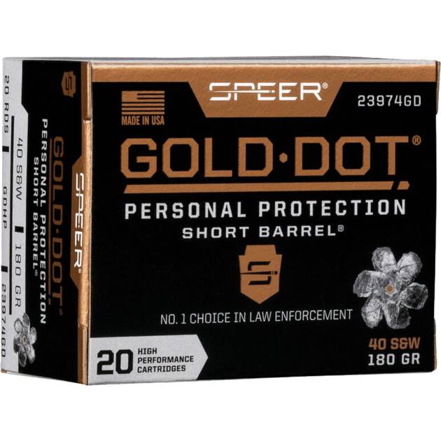 Speer Gold Dot Personal Protection Pistol Ammo 40 S&W 180 gr. HP Short Barrel 20 rd.