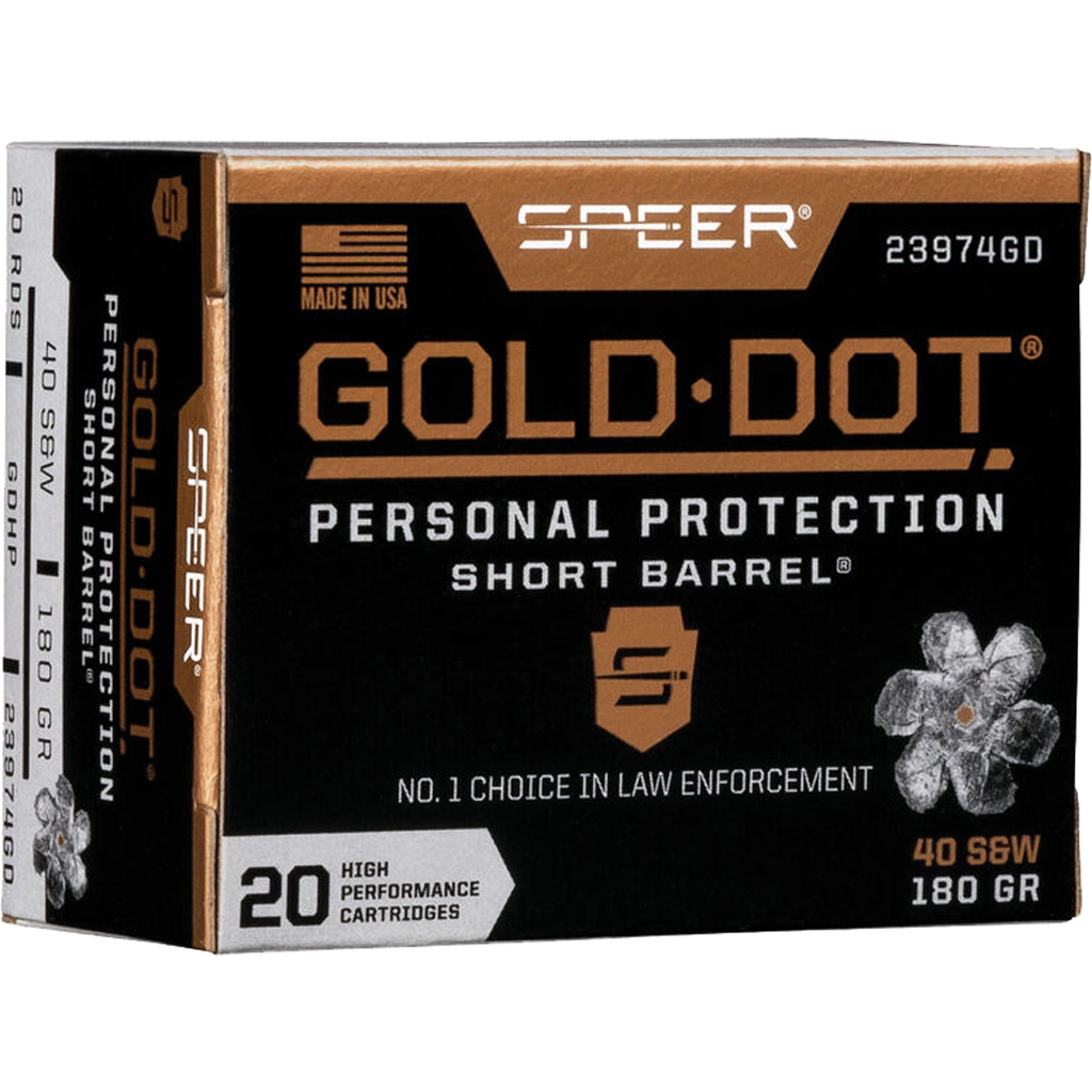 Speer Gold Dot Personal Protection Pistol Ammo 40 S&W 180 gr. HP Short Barrel 20 rd.