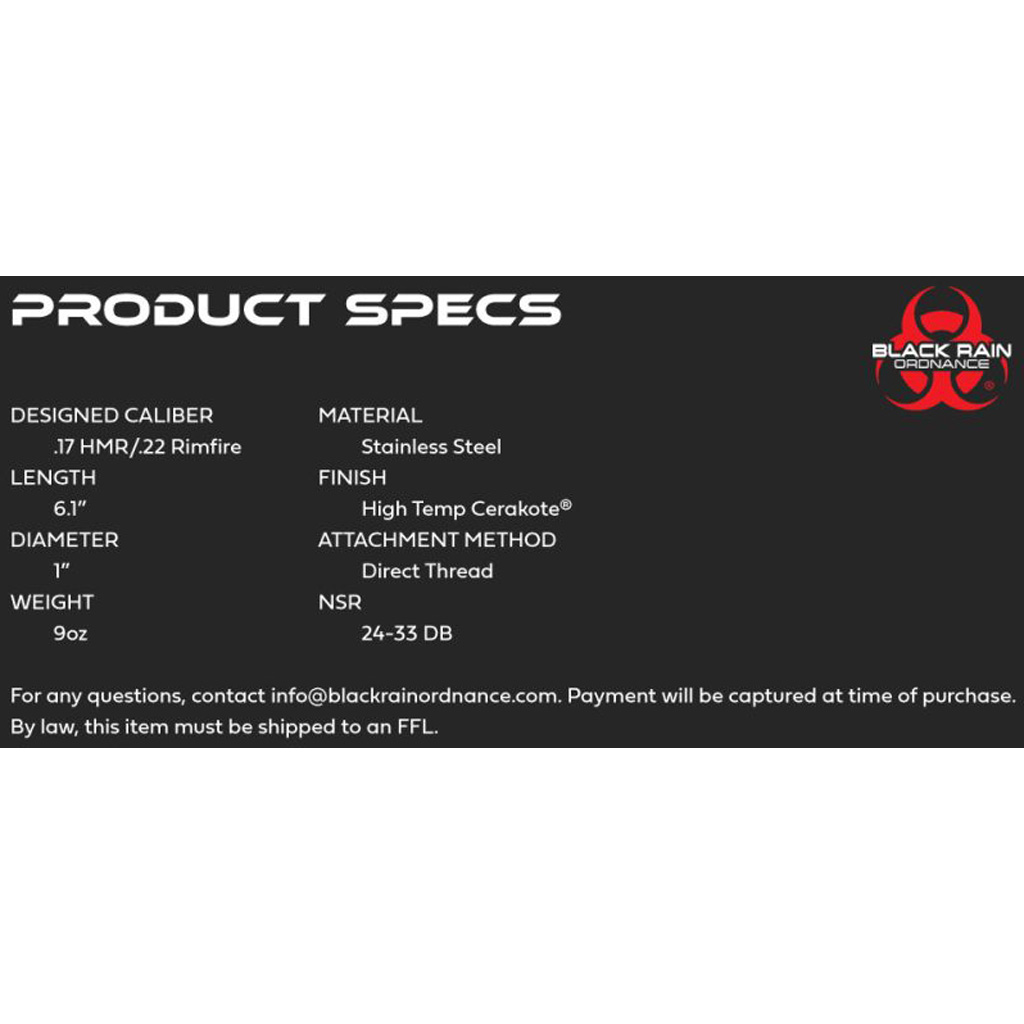 Black Rain Ordnance Epsilon Series Silencer Universal 17/22 Rimfire Direct Thread - Image 2