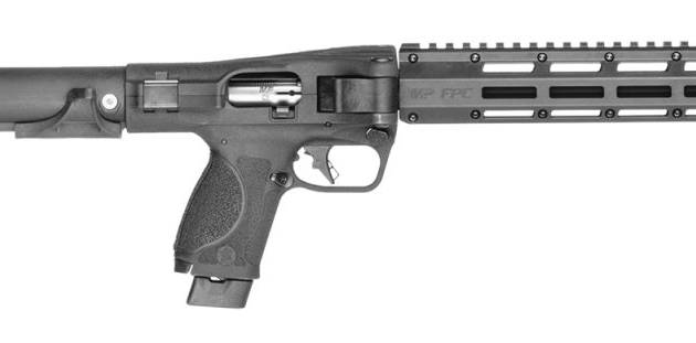 Smith & Wesson M&P FPC .22 LR folding rifle with black finish and M-LOK handguard