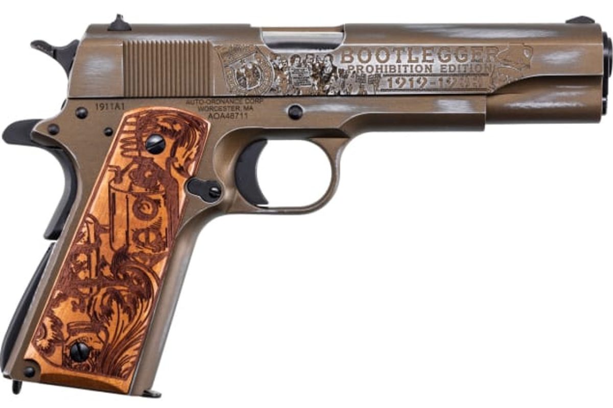 Auto-Ordnance 1911 Bootlegger BKOC9 7+1 Burnt Bronze/ Engraved Wood