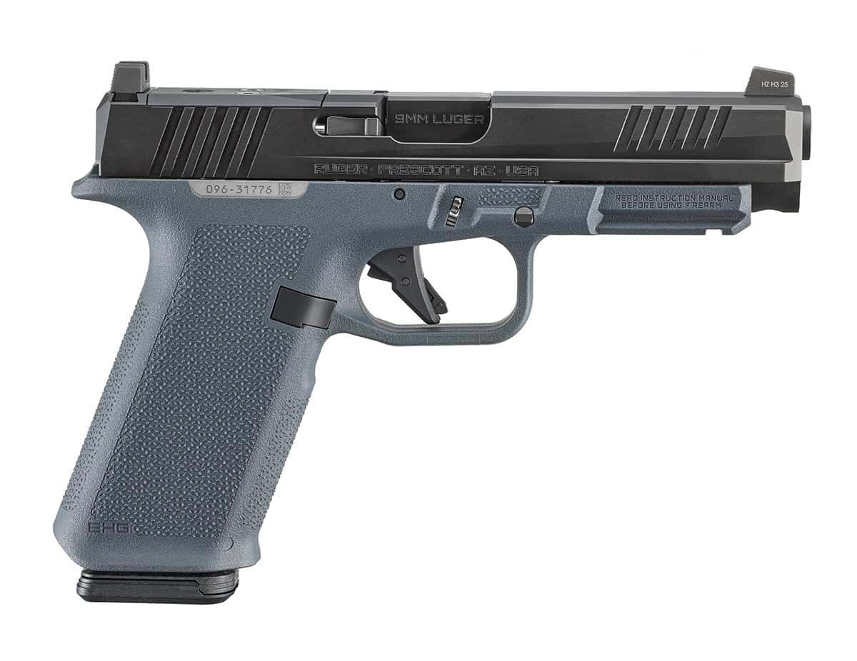 Ruger RXM 9mm pistol with 4.5-inch barrel, Stealth Gray frame, and optic-ready slide