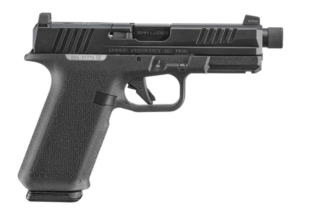 Ruger RXM 9mm black pistol with 4.5-inch threaded barrel and optic-ready slide