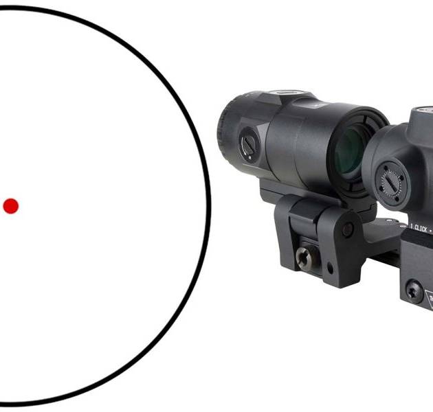 Trijicon MRO SD 1x25mm red dot sight with 3x magnifier and full co-witness mount