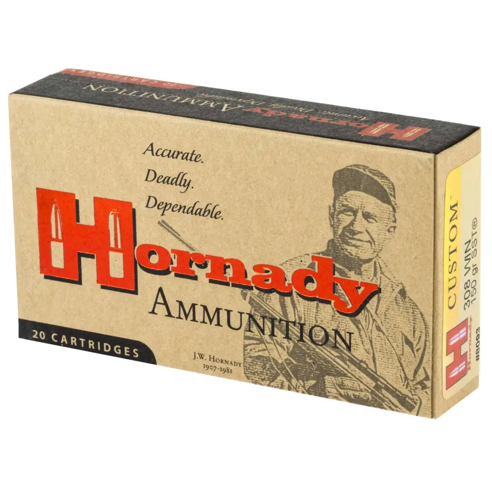 HORNADY CUSTOM 308WIN 150G SST 20RD BX 200RD CASE - Image 2