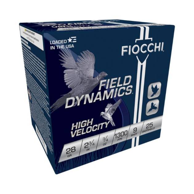 Fiocchi 28 Gauge Ammunition 28HV9 2-3/4" #9 Chilled Lead Shotshell 3/4 oz 1300 fps Case of 250 Rounds