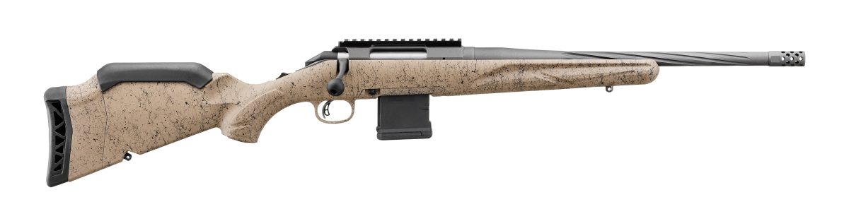 Ruger American Rifle Generation II Ranch with Cobalt barrel and Flat Dark Earth splatter stock