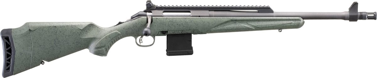 Ruger American Gen II Scout rifle with 16.1-inch threaded barrel and leaf green synthetic stock