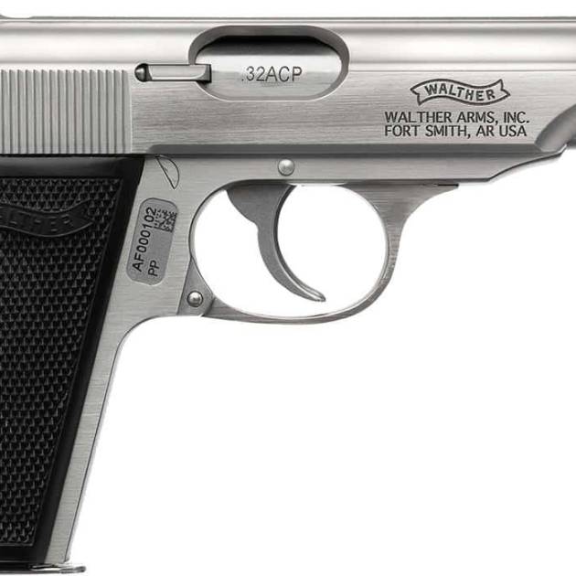 Walther PP SD 32 ACP stainless pistol with 3.9-inch threaded barrel