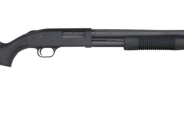 Mossberg 590 12 gauge pump-action shotgun with 18.5-inch matte blued barrel