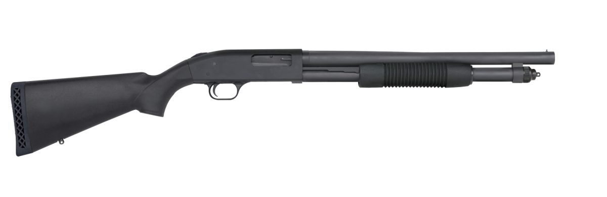 Mossberg 590 12 gauge pump-action shotgun with 18.5-inch matte blued barrel
