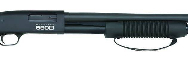 Mossberg 590S Shockwave 12-gauge pump-action shotgun with an 18.5-inch matte blued barrel
