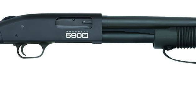 Mossberg 590S Shockwave 12 Gauge pump firearm with matte blued finish