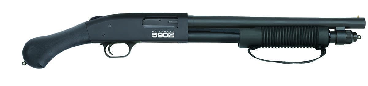 Mossberg 590S Shockwave 12 Gauge pump firearm with matte blued finish