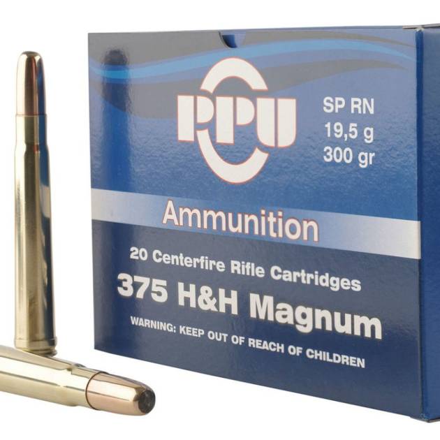 Prvi PPU 375 Holland & Holland Magnum Ammunition PP375S 300 Grain Soft Point Round Nose 10 Rounds