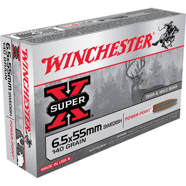 Winchester Super-X Rifle Ammo 6.5x55 Swedish 140 gr. Power-Point 20 rd.