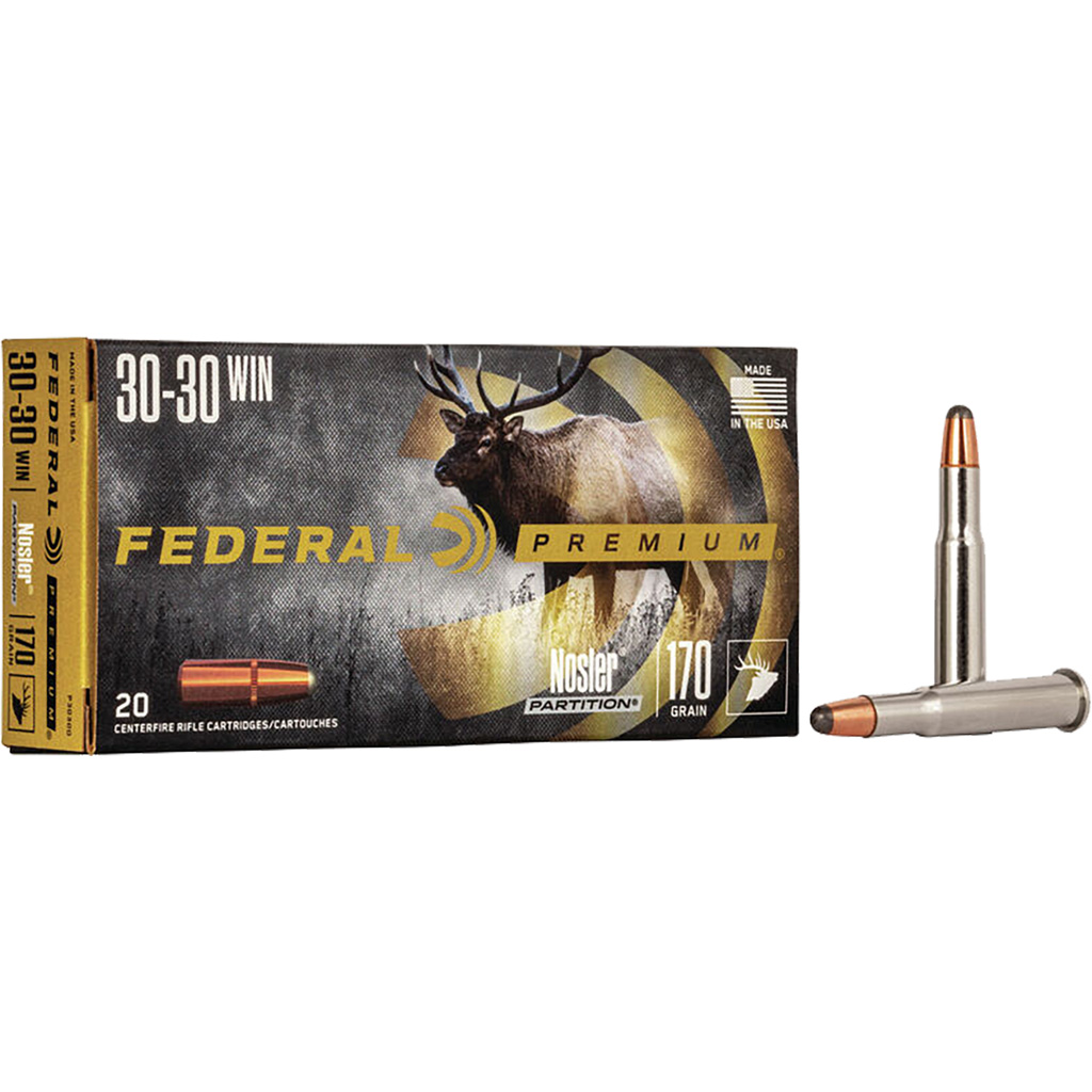 Federal Premium Rifle Ammo 30-30 Win 170 gr. Nosler Partition 20 rd.