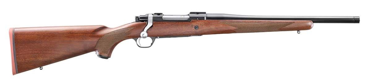 Ruger Hawkeye Hunter .243 Win rifle with 16.6-inch threaded barrel and American walnut stock