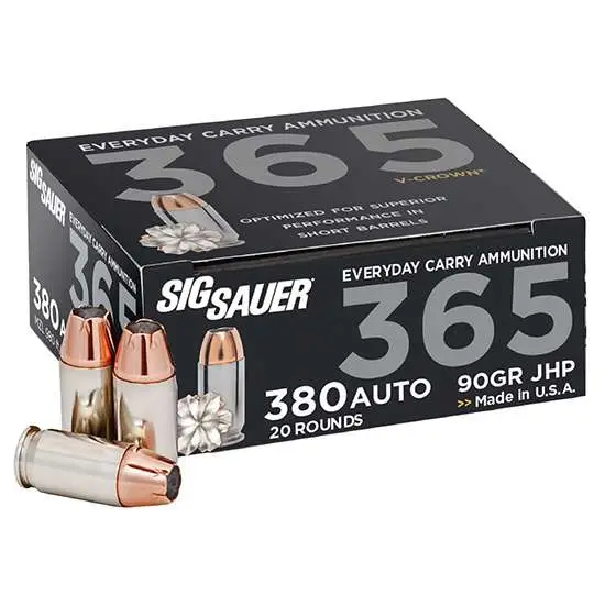 SIG SAUER V-CROWN 365 380ACP 365 JHP 20RD BX 200RD CASE