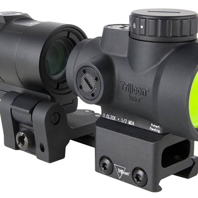 Trijicon MRO SD Patrol 1x red dot with 3x magnifier and full co-witness mount