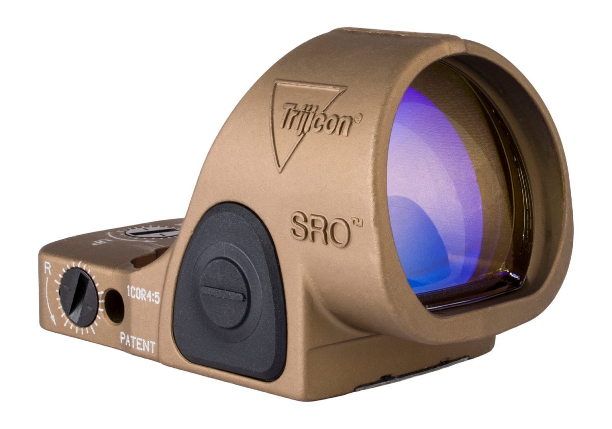 Trijicon SRO 2.5 MOA adjustable LED green dot sight in coyote brown