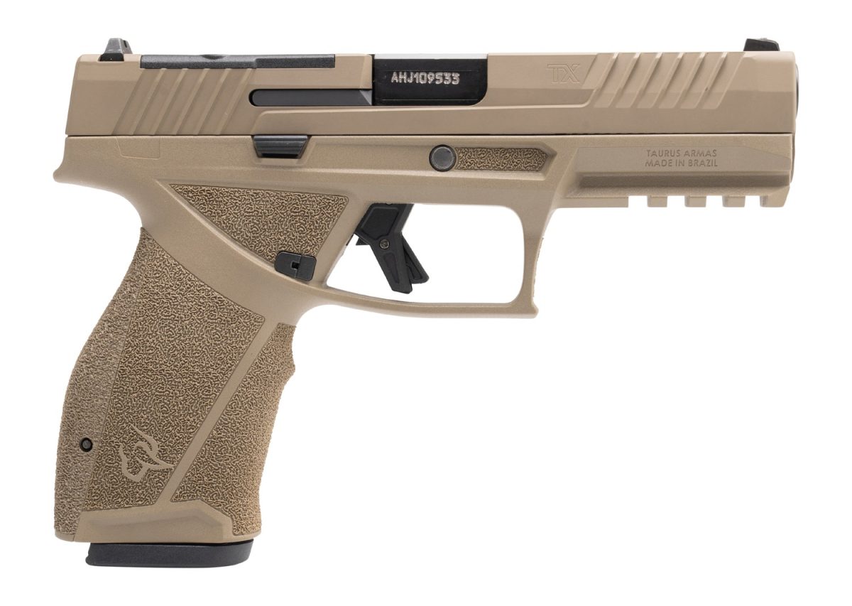 Taurus TX9 full-size 9mm pistol with 4.5-inch barrel and Flat Dark Earth finish