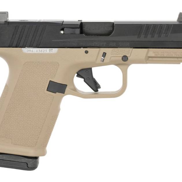 Ruger RXM 9mm pistol with black slide and Flat Dark Earth Magpul grip