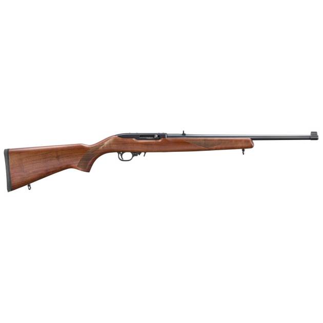 Ruger 10/22 .22 LR rifle with 18.5-inch satin black barrel and walnut stock