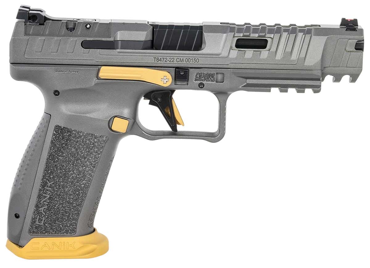 Canik SFx Rival 9mm pistol with 5-inch barrel and 18-round magazines