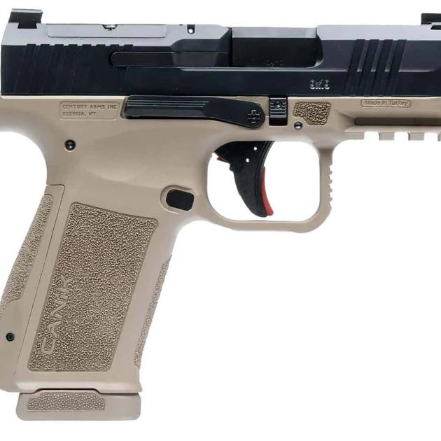 Canik METE MC9L 9mm pistol with black slide, FDE frame, and 3.18-inch barrel
